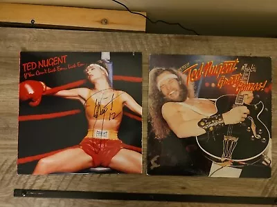 Vinyl Lot Of 2 TED NUGENT - IF YOU CAN'T LICK 'EM  Autographed & Great Gonzos • $9.99