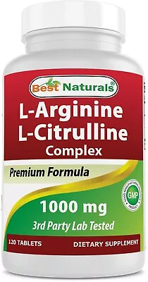 Best Naturals L-Arginine L-Citruline Complex 1000 Mg 120 Tablets • $12.99