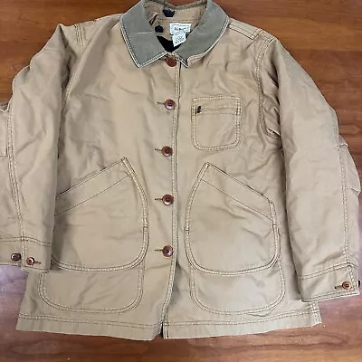 Vintage LL Bean Womens Jacket Beige Button Closure Long Sleeve Size M Cotton • $22.85