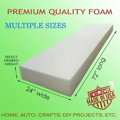 $39.95 • Buy High Density Upholstery Seat Foam Cushion Replacement Home Auto Crafts 24 X72 