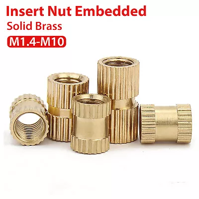 M1.4-M10 Solid Brass Hot Melt Injection Molding Knurl Insert Nut Embedded • £1.43