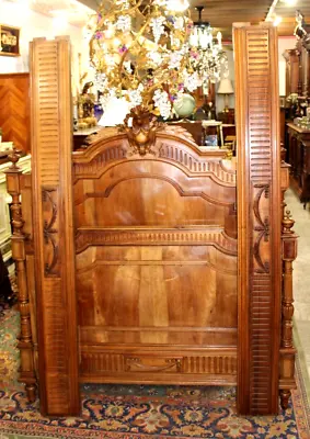 French Antique Carved Walnut Henry II Full Size Bed • $2200
