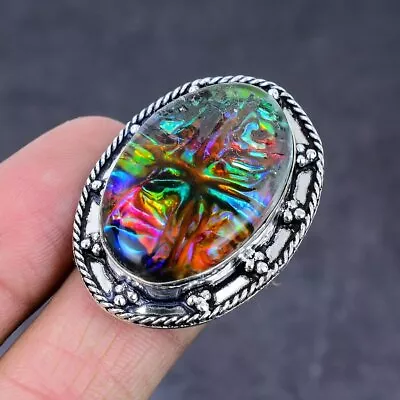 Ammolite Gemstone Handmade 925 Sterling Silver Gift Jewelry Ring Size 8 Z906 • $10.99