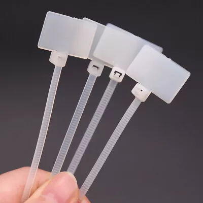 White Nylon Plastic Self-Locking Label Tie Cable Marker Wire Strap Zip Multicolo • £1.19