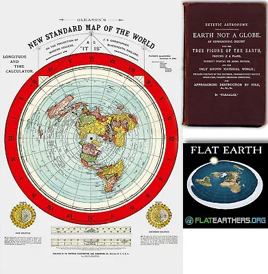 Flat Earth Map - Gleason's New Standard Map Of The World - Large 24  X 36   1892 • $15.95