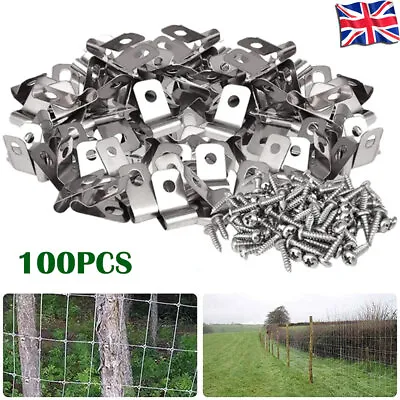 100X Wire Mesh Clip Galvanised Steel Screw Fixing Hole Welded Wire Mesh Panel UK • £11.99