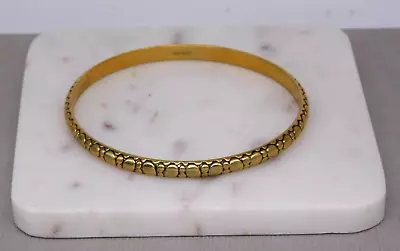 Vintage Monet Gold Tone M Medium Snake Scale Pattern Metal Bangle Bracelet • $7.95