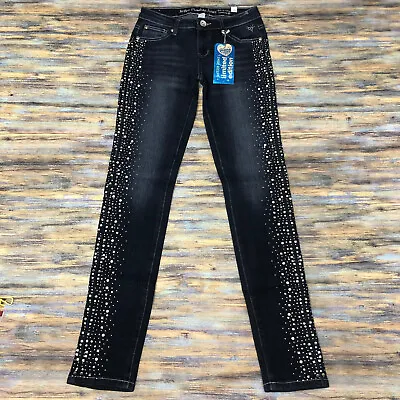 Justice Premium Jeans Girls Size 14S Slim Faux Rhinestones Embellished • $39