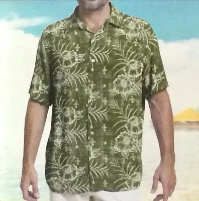 NWT Jimmy Buffet MARGARITAVILLE Hawaiian Shirt Green/Lifestyle Print Men’s XL • $28