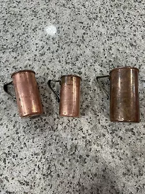 Vintage Copper Measuring Cups Set Of 3 Portugal Cooper 1 3/4 1/2 Cups • $9.99