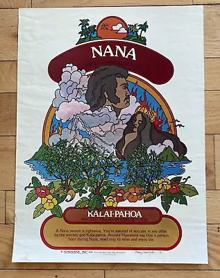 Vintage Hawaiian Astrology Poster Aries Goddess NANA Kalai Pahoa Sunshine 1974 • $44.99