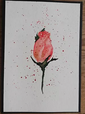£2.90 • Buy Hand Painted Watercolour Red Rose Greetings Card For All Occasions