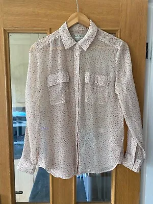 Jack Wills Ladies Beige Floral Patterned Long Sleeved Chiffon Shirt Size 10 • £5.99