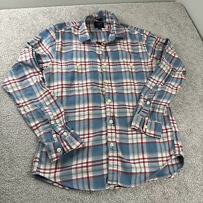 J Crew Flannel Shirt Men's Blue Check Button Long Sleeve Casual Size Medium • $15.37