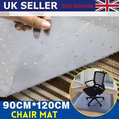 Home Office PVC Spiked Chair Desk Mat Carpet Floor Protector Non-Slip 90*120cm • £22.89