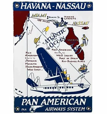 Vintage Pan Am Nassau Porcelain Sign Oil Gas Airplane Delta United Airport Plane • $116.38