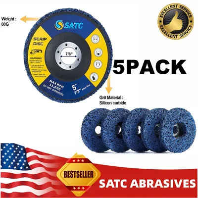 5 Pack 5''x7/8  Paint Rust Removal Clean Angle Grinder New Poly Strip Disc Wheel • $30.69