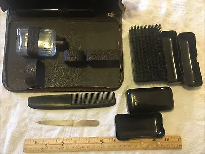 Genuine Leather Vintage Men's Travel Grooming Kit In Case Made In USA 10 X 6” • $22
