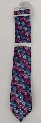 Mens Perry Ellis Portfolio Magenta Blue Purple Circles Tie NEW • $17.99