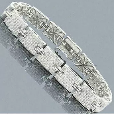 20.00 Ct Round Cut Diamond Men's Lab Created Bracelet 14K White Gold Finish • $331.87