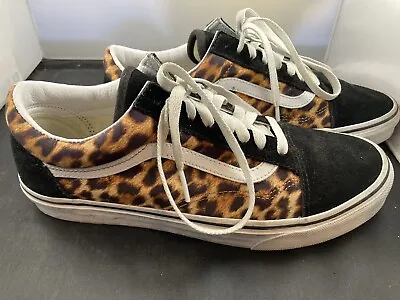 Unisex Adult Vans Leopard Print Classic Size 8.5/10 Gently Used Lace Up Shoes • $26