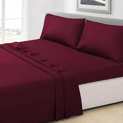 $44.90 • Buy Bed Sheet Flat Fitted Sheet Set Pillow Case Ultra Soft Double Queen King KS