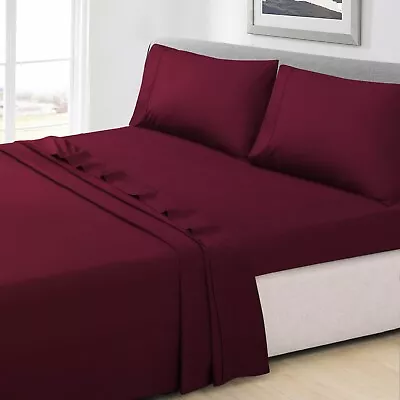 $44.90 • Buy Bed Sheet Flat Fitted Sheet Set Pillow Case Ultra Soft Double Queen King KS