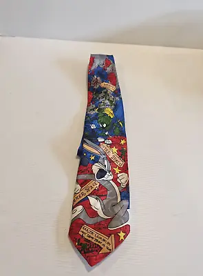 Vintage 90s  1994 Bugs Bunny And Marvin The Martian Looney Tunes Necktie • $12.55