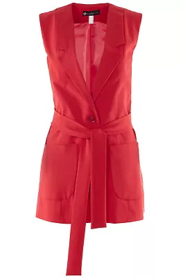 Long Vest With Belt Red Size 0 4 US Fashionable NEW High Quality • £35.37