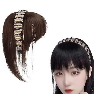 Synthetic Hair Fringe With Hair Band Rhinestone Wide Headband Bangs Wig • £8.26