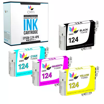 Reman Black Color Ink Cartridges For Epson 124 T124 Fits Stylus Workforce 320 • $16.49