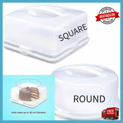 Plastic Cake Box Cake Storage Carrier Container With Handle Clear Lockable Lid • £13.99