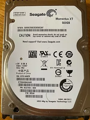 Seagate Momentus XT 500GB Internal 7200 RPM6.35 Cm (2.5 ) (ST95005620AS) • £29.99