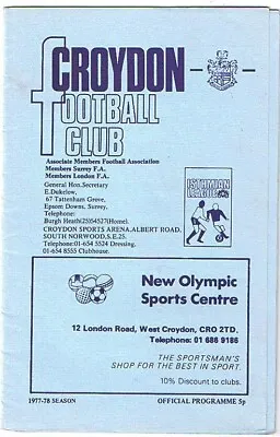 £1.80 • Buy Croydon V Carshalton 1977/8