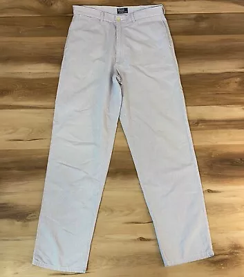 Polo Ralph Lauren Vintage Pants Mens 34 X 34 Blue Seersucker Chino Made In USA • $68.88