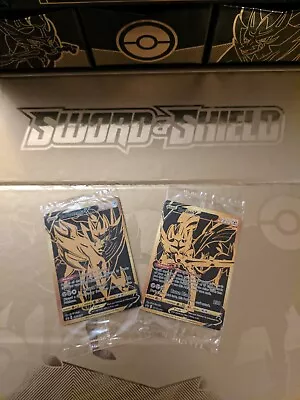 $69.42 • Buy Pokemon Zacian V SWSH076 And Zamazenta V SWSH077 Gold Ultra Premium Promo