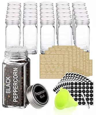 25 Glass Spice Jars With 703 Spice Labels Chalk Marker And Funnel Complete Set. • $34.62
