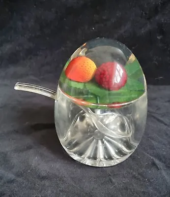 Vintage 60s/70s Perspex Berries Jam Pot With Lid And Spoon • £10