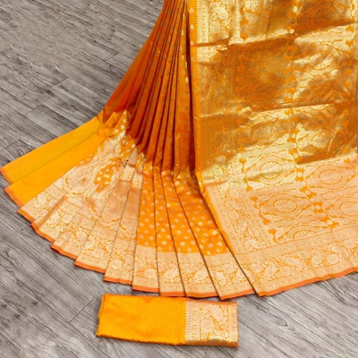 $90.74 • Buy Banarasi Katan Silk Sari Party Wear Indian Pakistani Wedding Saree Unstiche BL