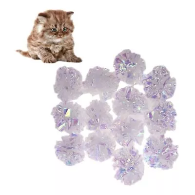 12Pcs Cat Pet Toy Mylar Balls Crinkle Sound Shiny Ring Paper Kitten Play Ball  • $10.33