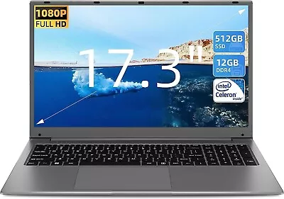 SGIN 17.3  Laptop 12GB RAM 512GB SSD Storage(TF Card 512GB) Celeron N5095A Proc • £279.99