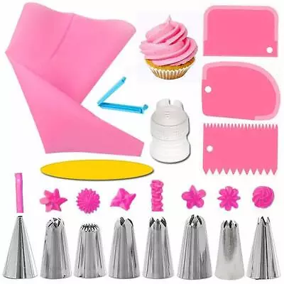 Cake Decorating 14 Pcs Set Tools Bags Piping Tips Pastry Icing Bags Nozzles USA • $5.25