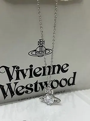 Vivienne Westwood Crystal Silver Heart Crystal Orb Pendant Necklace • $25.99