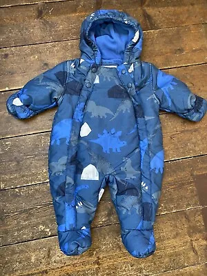 M&S Dinosaur Snowsuit Baby 0-3 Months Boys • £5