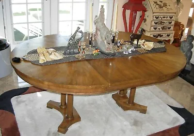Baker Double Pedestal Mahogany Dining Table 50  Long  71  Or 92  With Leaves • $750