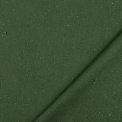 Forest Green 100% Washed Linen Fabric Curtain Cushion Breathable Dress Material • £109.99