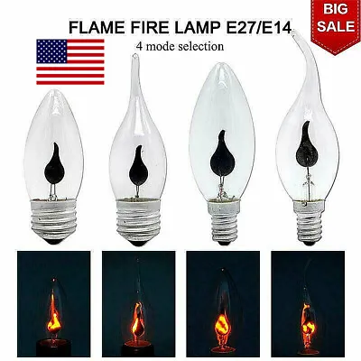 LED E27/E14 Burning Candle Light Flicker Fire Effect Party Decor Flame Lamp Bulb • $9.49