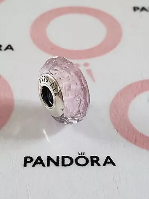 Genuine Pandora Silver Pink Faceted Sparkling Murano Glass Bead Charm 925 ALE • £17