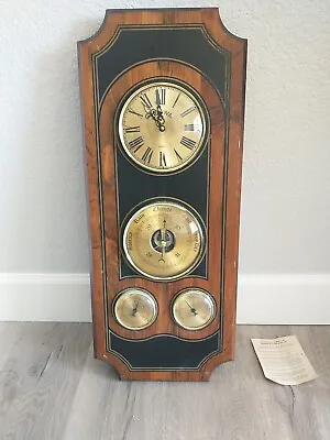 Vintage Bulova Wall Mounted Barometer Scientific Weather Indicator Clock Brown • $31