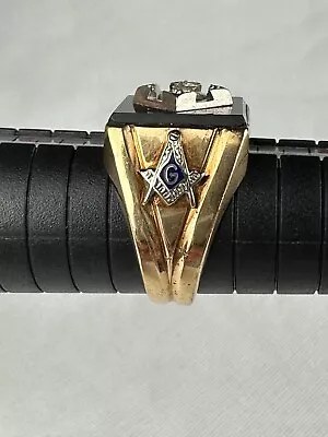 Vintage Masonic Ring Center Stone Missing 11 G Sz 9.5 • $185